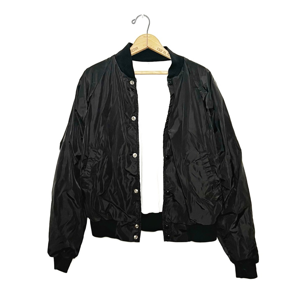 American Apparel | Black Glossy Bomber Jacket